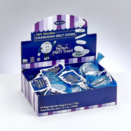Chanukah Gelt Dark Chocolate Coins: Pareve - Singl | Hanukkah | Judaic